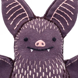 Bat embroidery kit from Kiriki Press close up