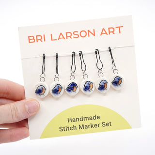 Blue Bird Stitch Marker Set - Pin Verson