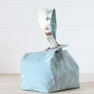 Campers dumpling bag from Binkwaffle with blue on the outside