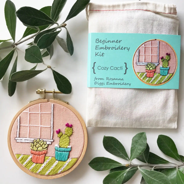 Cozy Cacti embroidery kit from Rosanna Diggs