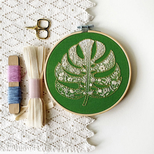 monstera embroidery Monstera Embroidery Kit
