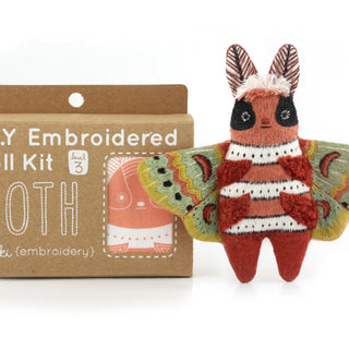 Moth embroidery sewing kit with box