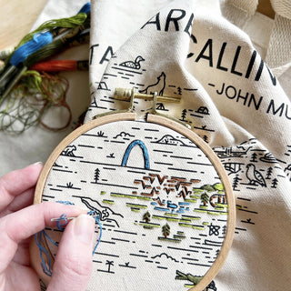 The Mountains are Calling Tote Bag Embroidery Kit