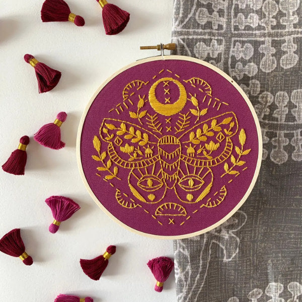Mythic Moth embroidery kit