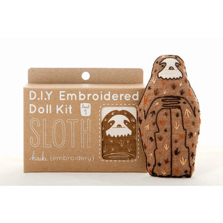 sloth embroidery kit with box