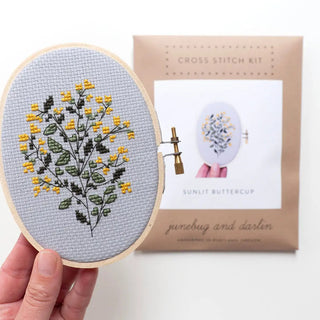 Sunlit Buttercup Cross Stitch Kit with eco friendly packaging