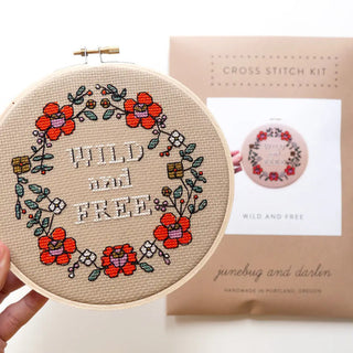 Wild and Free Cross Stitch Kit with eco friendly packaging