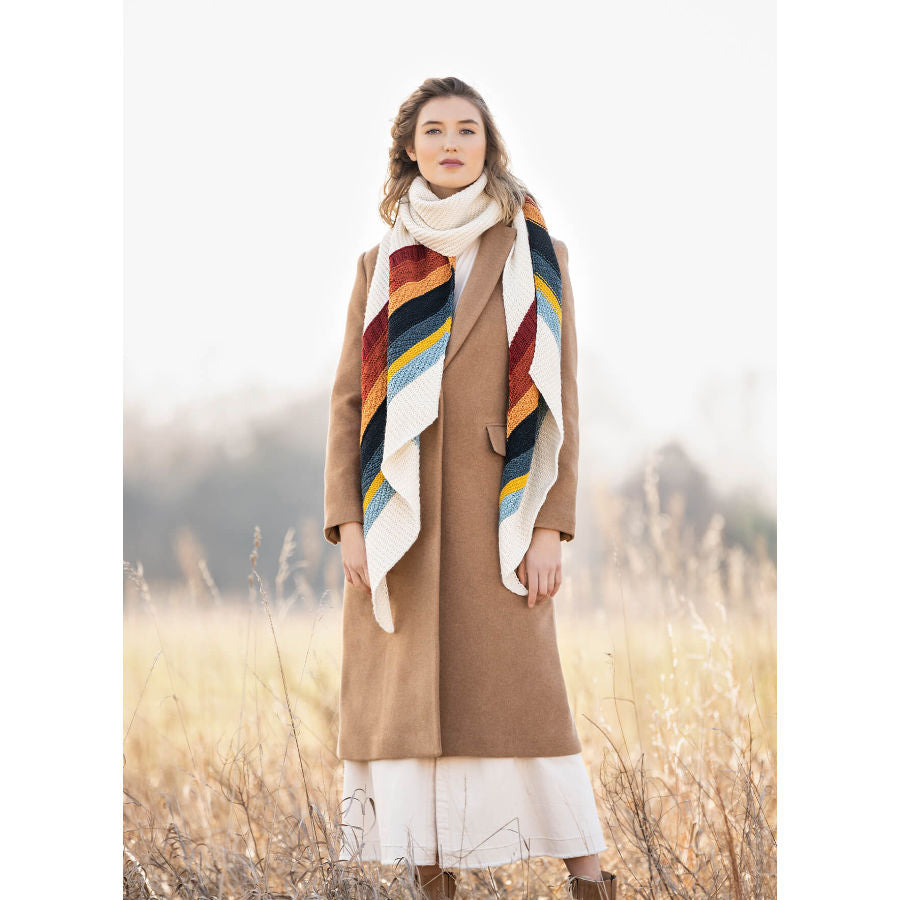 Woman wearing the gresham wrap outside