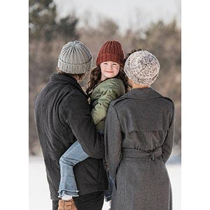 Family wearing the Hilltop hat in organic cotton yarn