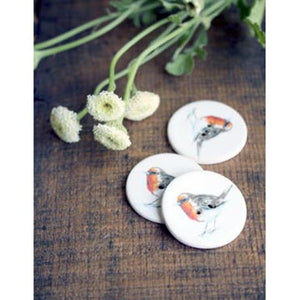 ceramic bird button of robin redbreast