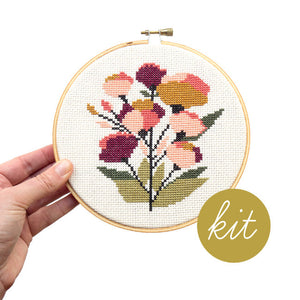 Coral Floral Cross Stitch Kit