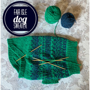 Fair Isle dog sweater on the needles