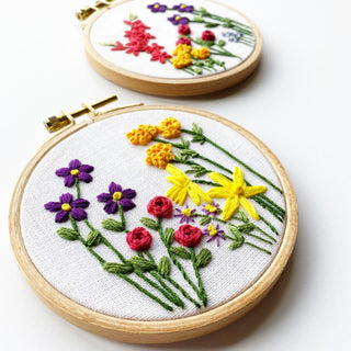completed family flower garden embroidery kit