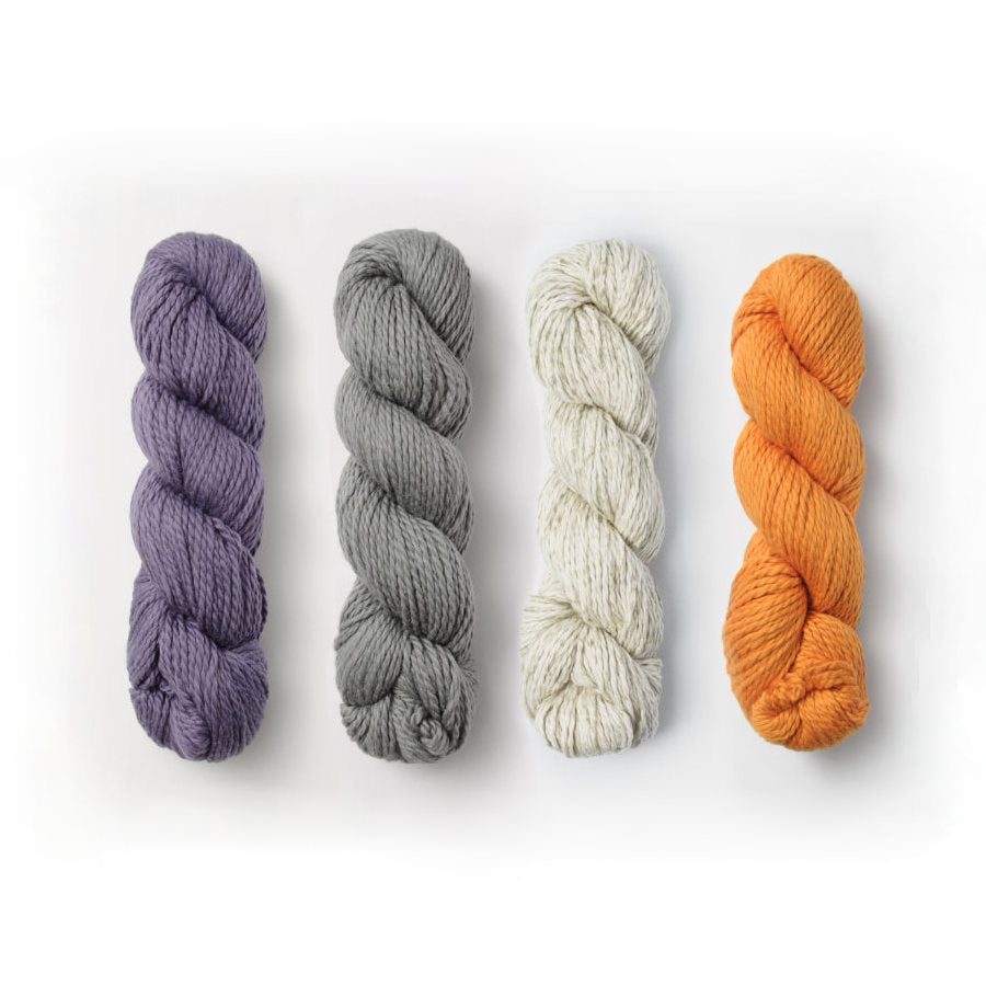 hanks of organic cotton yarn in a worsted weight