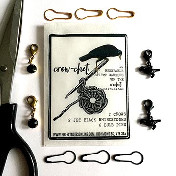 Crow crochet stitch marker pack