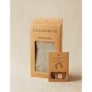 Gray Kraft Caddy kit with handles from Cocoknits