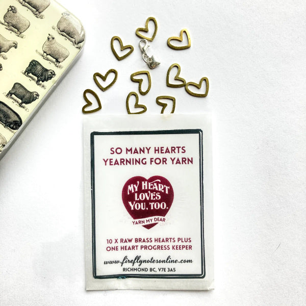 Brass heart stitch markers