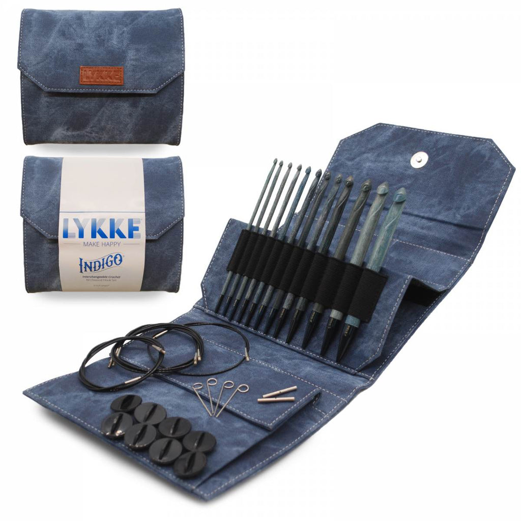 Lykke 6" interchangeable crochet hook set in Indigo