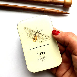 Live simply moth notions tin