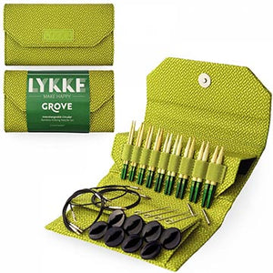 Lykke Grove knitting needle set in 3.5 inch needles with green basketweave pouch