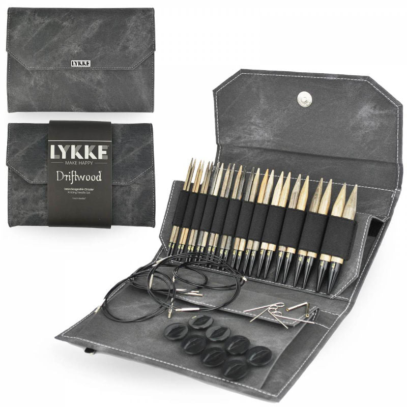Lykke driftwood needle set in grey denim