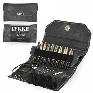 Lykke 3.5" grey denim needle set made of driftwood needles