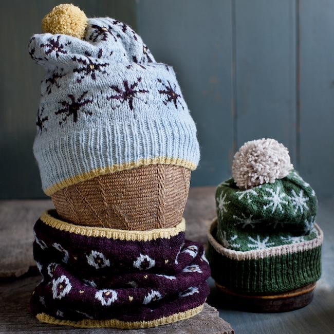 fair isle hats and cowls made with stranded colorwork