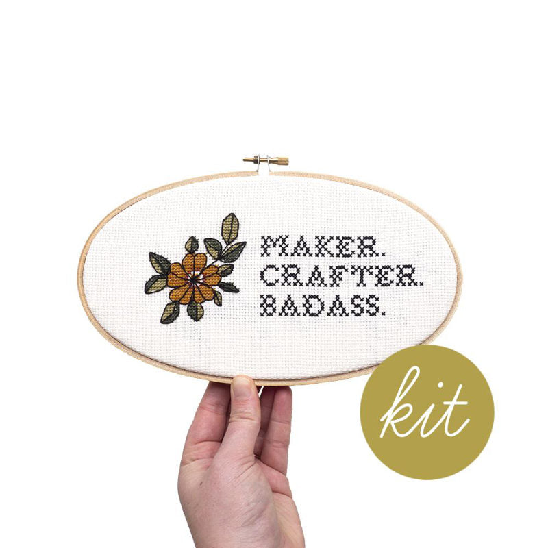 Maker Crafter Badass Cross Stitch Kit
