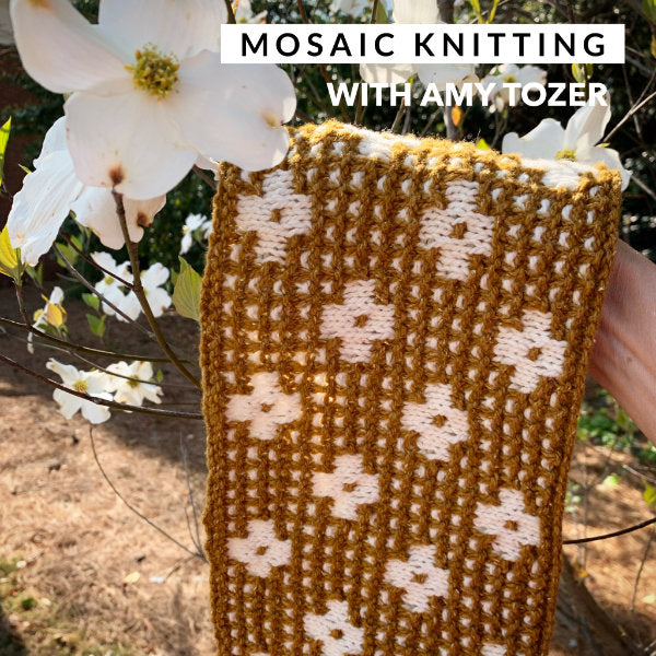 Mosaic knitting based on the Pressed Flowers pattern by Amy Christoffers