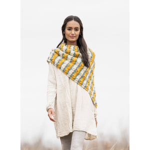 woman wearing Oakland Wrap by Blue Sky Fibers