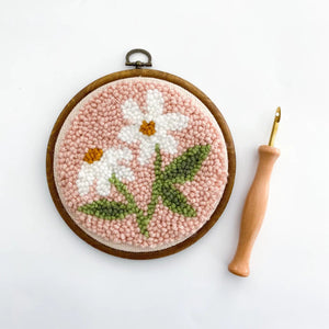 pink daisies punch needle kit from urban acres