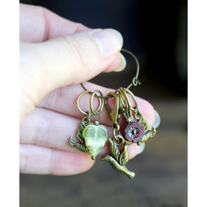 bird stitch marker with glass beads