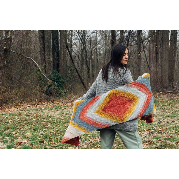 back of a colorful shawl