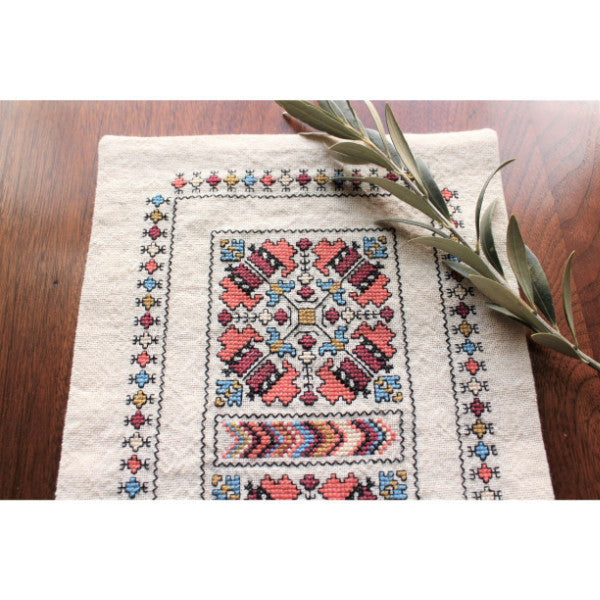 close up of anemone cross stitch kit