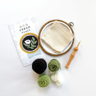 punch needle kit with embroidery hoop, yarn and punch needle