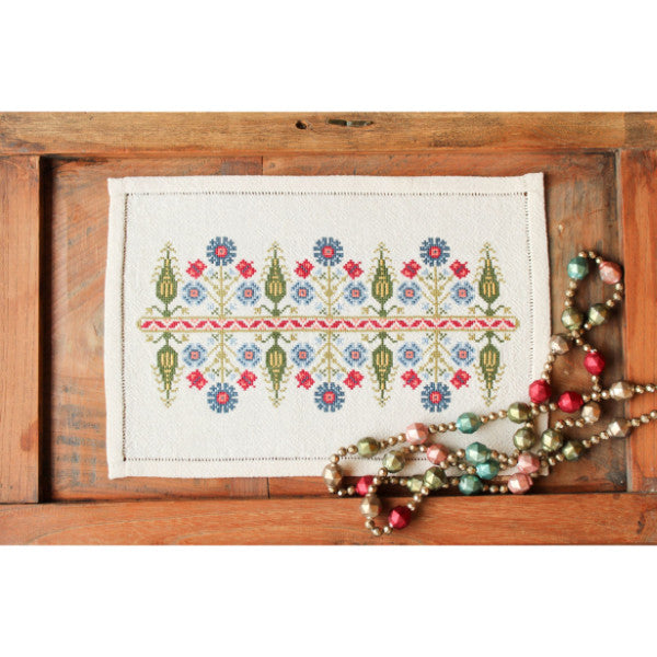 cornflower cross stitch embroidery table runner