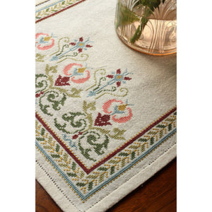 close up of peony cross stitch kit