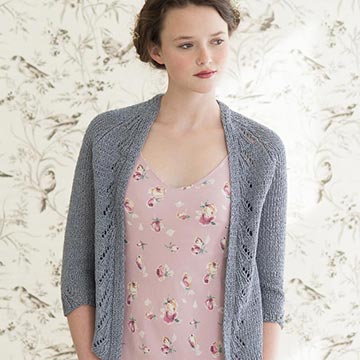 Woman wearing Morning Glory cardigan from Quince